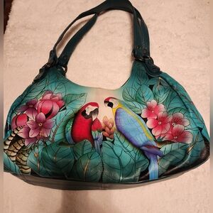 Anuschska tropical Parrot hobo bag